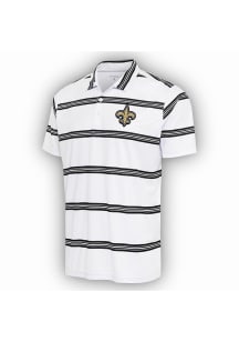 Antigua New Orleans Saints Mens White Groove Short Sleeve Polo