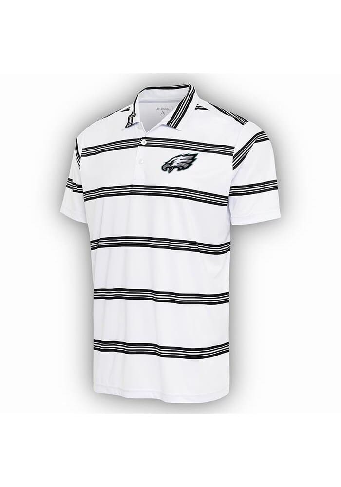 Antigua Philadelphia Eagles White Groove Short Sleeve Polo, White, 100% POLYESTER, Size XL, Rally House