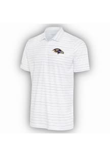 Antigua Baltimore Ravens Mens White Ryder Grey Stripe Short Sleeve Polo