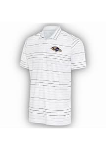 Antigua Baltimore Ravens Mens White Ryder Black Stripe Short Sleeve Polo