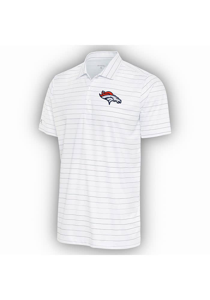 Denver Broncos Antigua Deliver Button-Down Polo - Gray/Navy