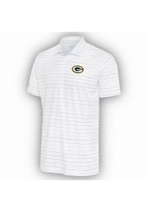 Antigua Green Bay Packers Mens White Ryder Grey Stripe Short Sleeve Polo