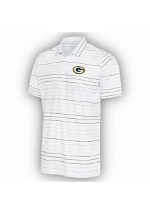 Antigua Green Bay Packers Mens White Ryder Black Stripe Short Sleeve Polo
