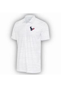 Antigua Houston Texans Mens White Ryder Grey Stripe Short Sleeve Polo