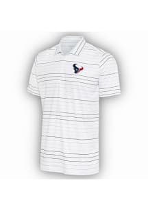 Antigua Houston Texans Mens White Ryder Black Stripe Short Sleeve Polo