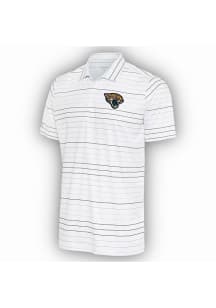 Antigua Jacksonville Jaguars Mens White Ryder Black Stripe Short Sleeve Polo