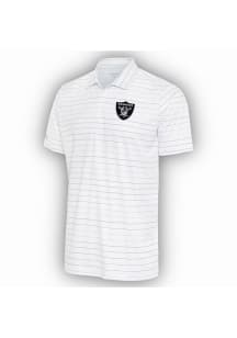Antigua Las Vegas Raiders Mens White Ryder Grey Stripe Short Sleeve Polo