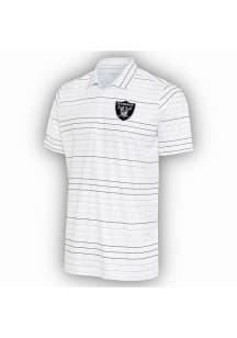 Antigua Las Vegas Raiders Mens White Ryder Black Stripe Short Sleeve Polo