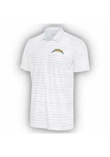 Antigua Los Angeles Chargers Mens White Ryder Grey Stripe Short Sleeve Polo