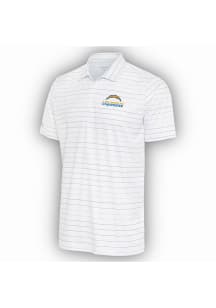 Antigua Los Angeles Chargers Mens White Ryder Grey Stripe Short Sleeve Polo