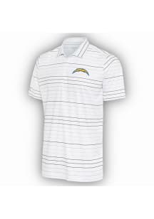 Antigua Los Angeles Chargers Mens White Ryder Black Stripe Short Sleeve Polo