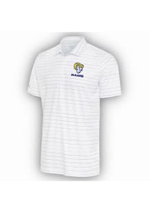 Antigua Los Angeles Rams Mens White Ryder Grey Stripe Short Sleeve Polo