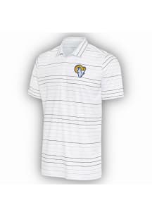 Antigua Los Angeles Rams Mens White Ryder Black Stripe Short Sleeve Polo
