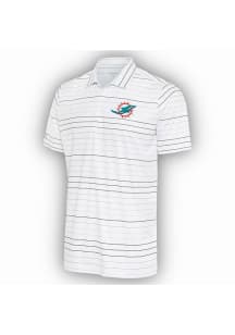 Antigua Miami Dolphins Mens White Ryder Black Stripe Short Sleeve Polo