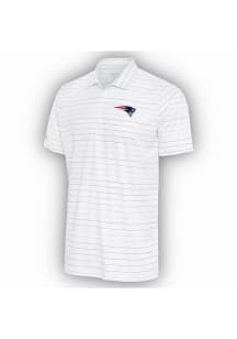 Antigua New England Patriots Mens White Ryder Grey Stripe Short Sleeve Polo