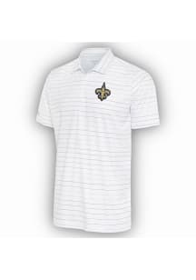 Antigua New Orleans Saints Mens White Ryder Grey Stripe Short Sleeve Polo