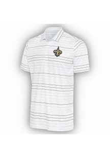 Antigua New Orleans Saints Mens White Ryder Black Stripe Short Sleeve Polo