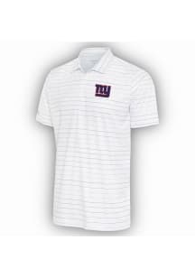 Antigua New York Giants Mens White Ryder Grey Stripe Short Sleeve Polo