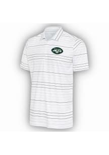 Antigua New York Jets Mens White Ryder Black Stripe Short Sleeve Polo