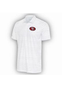 Antigua San Francisco 49ers Mens White Ryder Grey Stripe Short Sleeve Polo