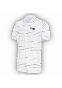 Antigua Seattle Seahawks Mens White Ryder Black Stripe Short Sleeve Polo