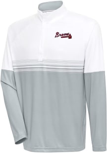 Antigua Atlanta Braves Mens White Bender QZ Long Sleeve 1/4 Zip Pullover