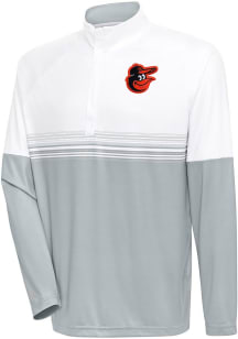 Antigua Baltimore Orioles Mens White Bender QZ Long Sleeve 1/4 Zip Pullover