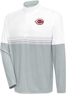 Antigua Cincinnati Reds Mens White Bender QZ Long Sleeve 1/4 Zip Pullover