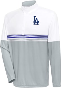 Antigua Los Angeles Dodgers Mens White Bender QZ Long Sleeve 1/4 Zip Pullover