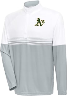 Antigua Oakland Athletics Mens White Bender QZ Long Sleeve 1/4 Zip Pullover