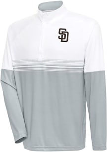 Antigua San Diego Padres Mens White Bender QZ Long Sleeve 1/4 Zip Pullover
