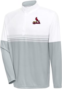 Antigua St Louis Cardinals Mens White Bender QZ Long Sleeve 1/4 Zip Pullover