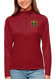 Antigua Denver Nuggets Womens Red Tribute 1/4 Zip Pullover