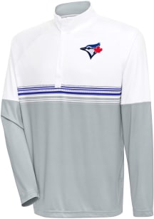 Antigua Toronto Blue Jays Mens White Bender QZ Long Sleeve 1/4 Zip Pullover