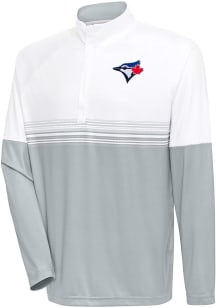 Antigua Toronto Blue Jays Mens White Bender QZ Long Sleeve 1/4 Zip Pullover