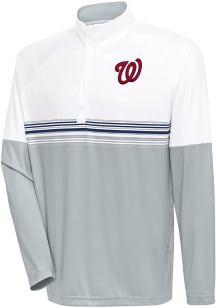 Antigua Washington Nationals Mens White Bender QZ Long Sleeve 1/4 Zip Pullover