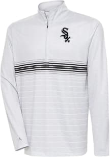 Antigua Chicago White Sox Mens Grey Bullseye QZ Long Sleeve 1/4 Zip Pullover