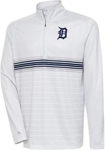 Antigua Detroit Tigers Mens Grey Bullseye QZ Long Sleeve 1/4 Zip Pullover