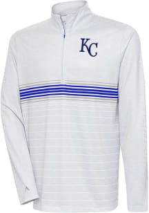 Antigua Kansas City Royals Mens Grey Bullseye QZ Long Sleeve 1/4 Zip Pullover