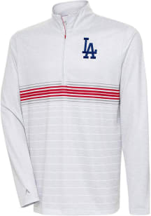 Antigua Los Angeles Dodgers Mens Grey Bullseye QZ Long Sleeve 1/4 Zip Pullover