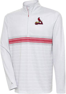 Antigua St Louis Cardinals Mens Grey Bullseye QZ Long Sleeve 1/4 Zip Pullover