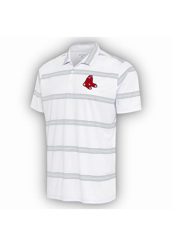 Men's Antigua White/Navy Boston Red Sox Groove Polo Size: Small