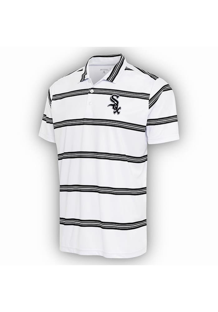 Men's Chicago White Sox Antigua White/Black Groove Polo