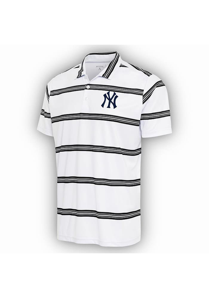 Antigua MLB American League Groove Short Sleeve Polo Shirt, Mens, L, New York Yankees Black