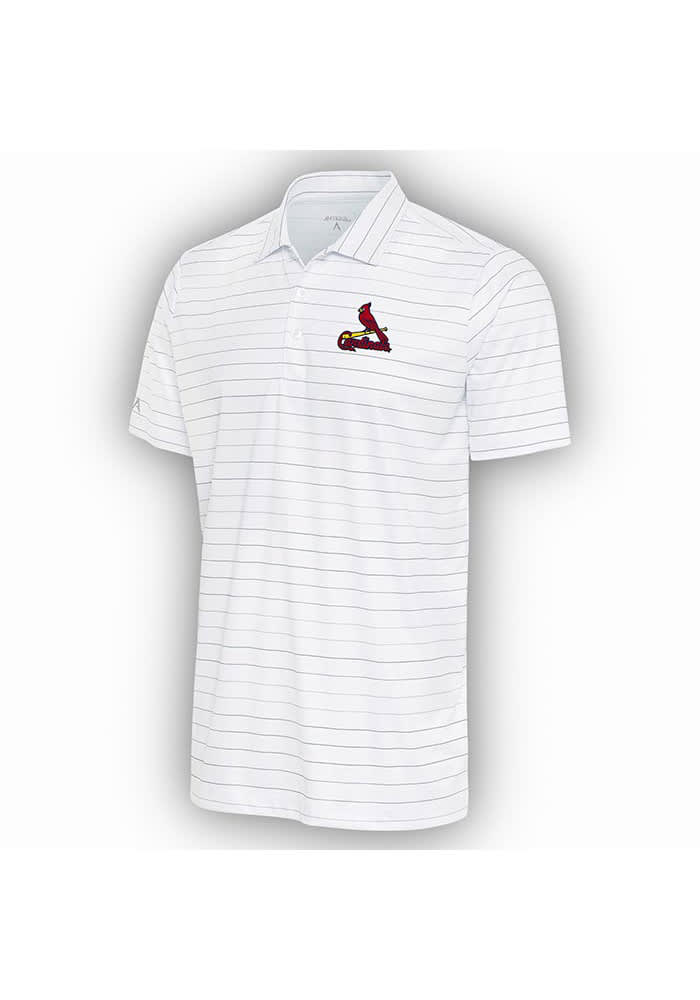 Antigua Men's St. Louis Cardinals White Striped Polo