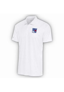 Antigua New York Rangers Mens White 19th Hole Short Sleeve Polo