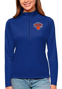 Antigua New York Knicks Womens Blue Tribute 1/4 Zip Pullover