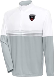 Antigua DC United Mens White Bender Long Sleeve 1/4 Zip Pullover