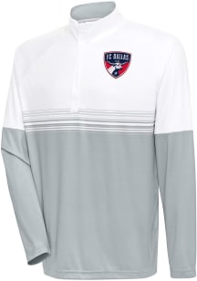 Antigua FC Dallas Mens White Bender Long Sleeve 1/4 Zip Pullover