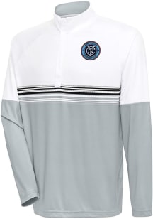 Antigua New York City FC Mens White Bender Long Sleeve 1/4 Zip Pullover